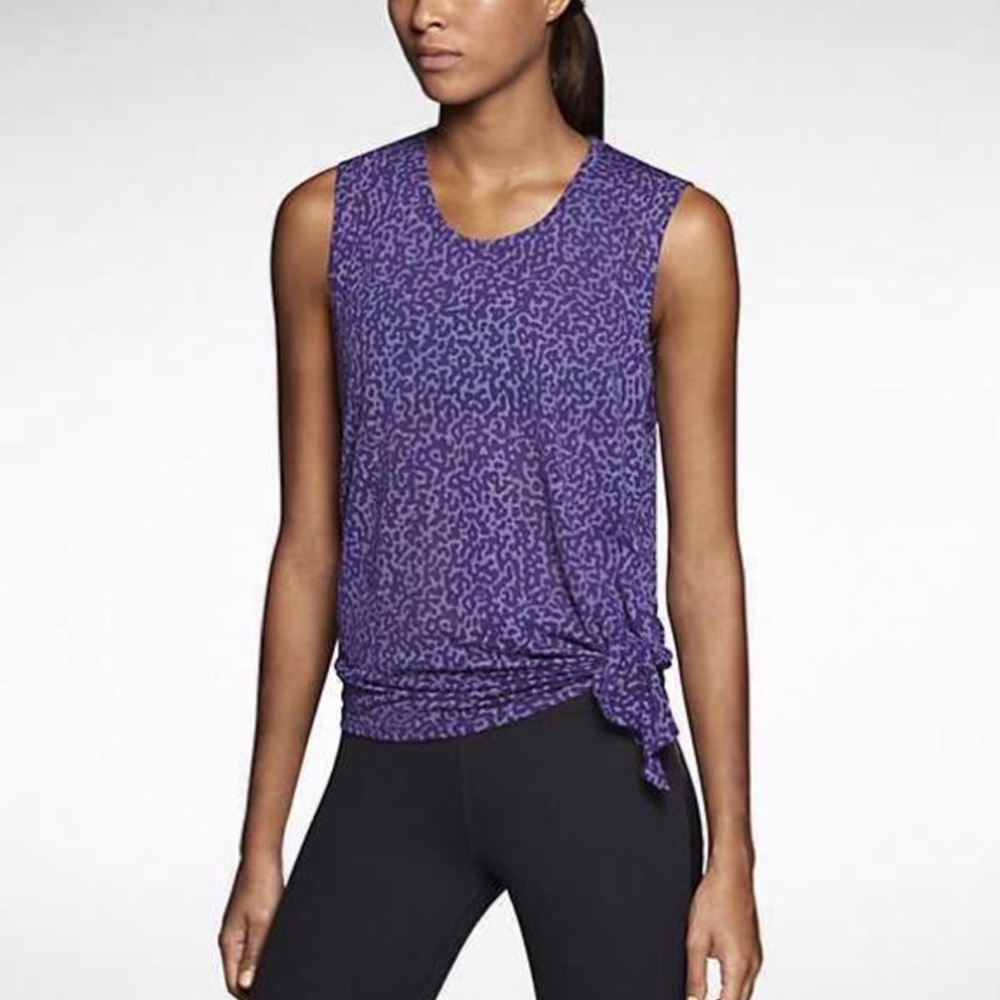 Nike mezzo side tie tank in purple leopard